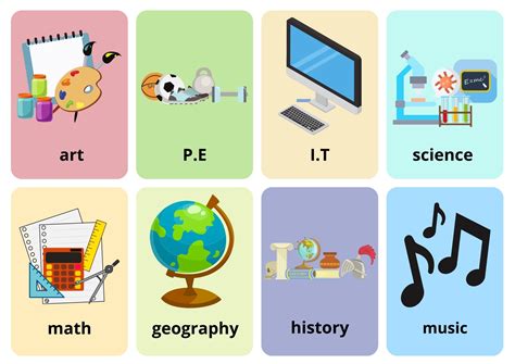 School Subjects Flashcards With Words Online