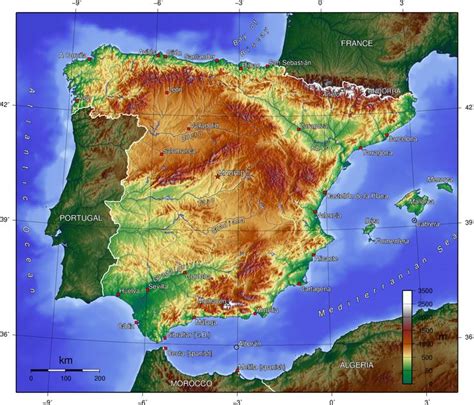 Physical Map Of Spain Spain Physical Map Spain Tourism Geography