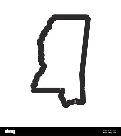 Mississippi State Map Shape Outline Silhouette Simplified Vector