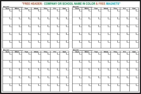 Printable Calendar 4 Months Per Page Printable Word Searches