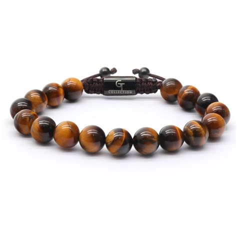 Men S Tiger Eye Beaded Bracelet Brown Stones Skyert