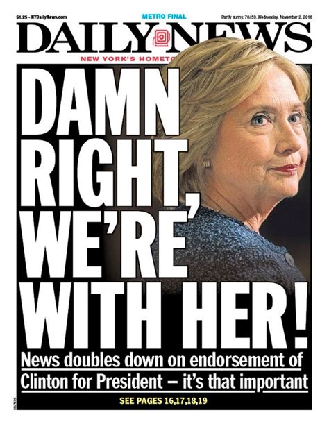 Front Page Of The New York Daily News Tomorrow R Hillaryclinton