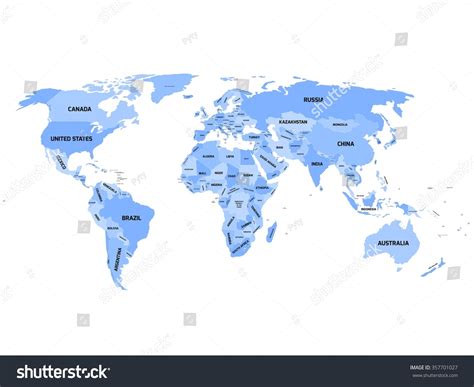 World Map Names Sovereign Countries Larger Vetor Stock Livre De
