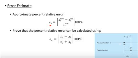 Solved • Error Estimate Approximate Percent Relative Error