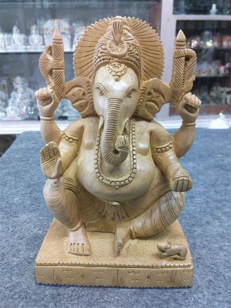8 Wooden Ganesh Statue Hand Carved Hindu Elephant God India Lordfree