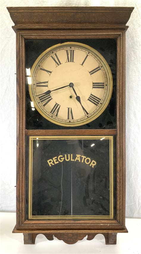 Antique Sessions Oak Pendulum Regulator Wall Clock Auction