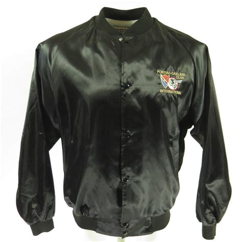 Vintage 80s Pontiac Oakland Car Club Jacket Mens L Satin ...