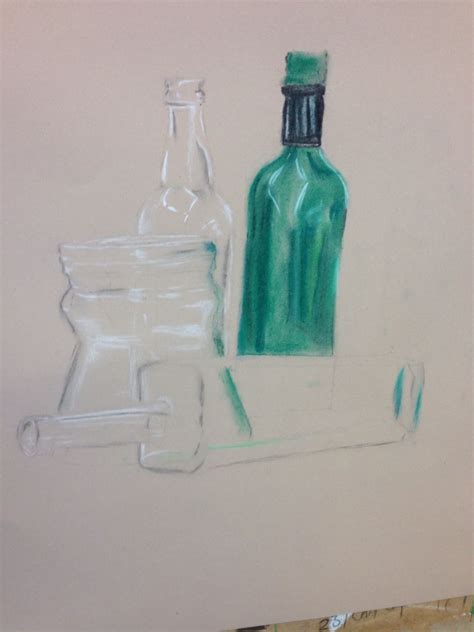 You can tuck the bottle into a shoe and bang it against a wall. I did the ellipses (opening of the bottle), then drew the rest of the bottle with a pencil. To ...