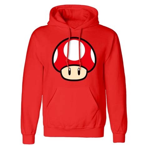 Nintendo Super Mario Power Up Mushroom Red Pull Over Hoodie