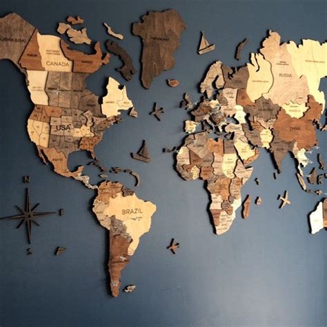 New World Map Wall Art Etsy Parade World Map With Major Countries