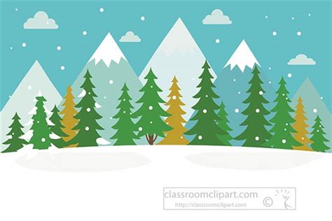 Weather Clipart - winter-weather-snow-scene-with-mountains-trees ...