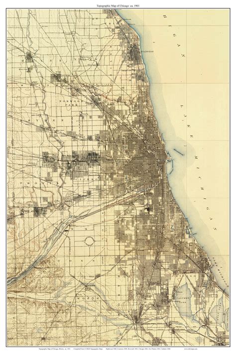 Chicago 1901 Custom Usgs Old Topographic Map Illinois Old Maps