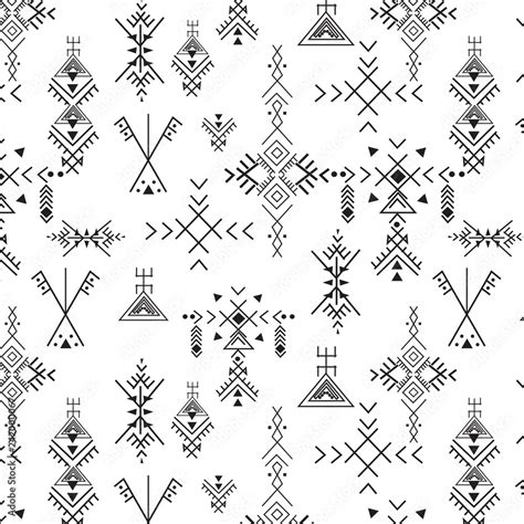 Tribal Seamless Pattern Berber Native Signs Ethnic Backgroundfolk