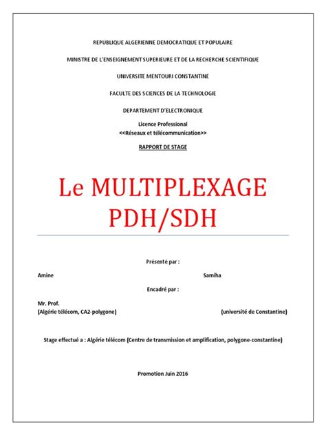 Rapport De Stagedocx Multiplexage Technologie De Médias