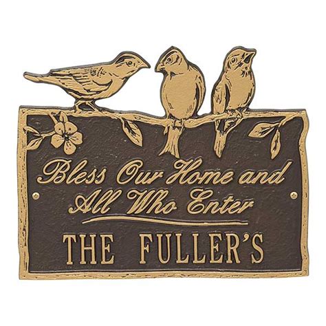 Birds On A Branch Personalized Aluminum Plaque Bronze And Gold
