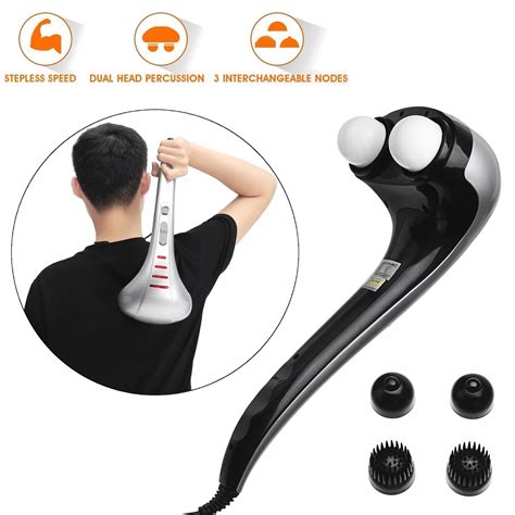 220v Double Head Hand Held Electric Body Massager Machine Variable 3 Massage Head Speed Control