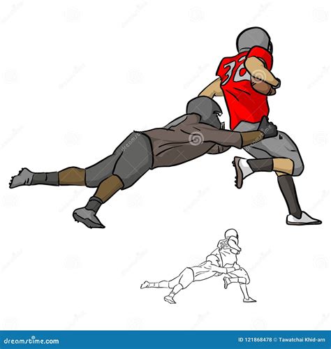 American Football Players Tackling Opposing Player With Ball Vector