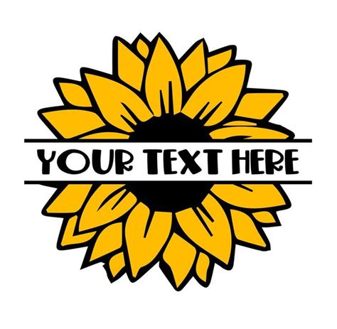 Split Sunflower SVG with Blank Space for Text Half Sunflower | Etsy in