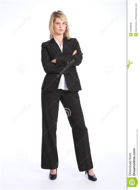 Serious Blonde Woman In Business Suit Arms Folded Stock Photo Image