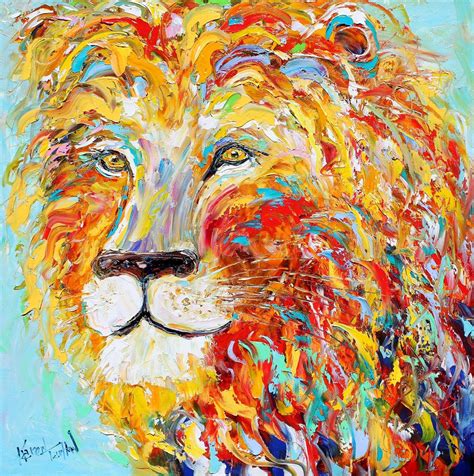 Sale Abstract Impressionism Lion Animal Portrait Painting Etsy Oil