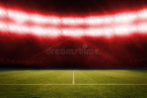 Football Pitch Under Red Lights Stock Illustration Illustration Of