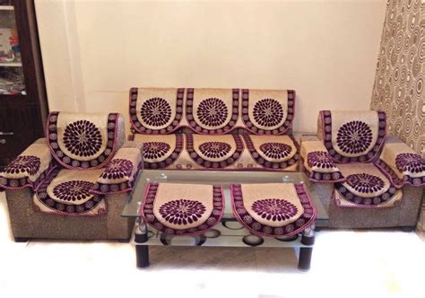 Buy Shc Armaani Chenille Purple Sofa Slipcover Set With 6 Arms Cover Online At Low Prices In