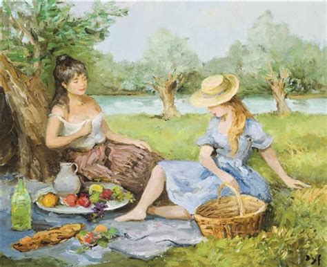 Déjeuner sur lherbe Les amies en picnic par Marcel Dyf sur artnet