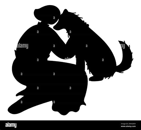 Women With Dog Silhouette Love Dog Concept Design Vector Concept