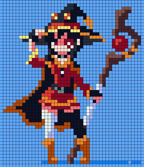 Megumin Pixel Art With Grid For Reddit Friends Anime Pixel Art Pixel
