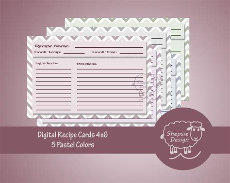 Maybe you would like to learn more about one of these? Digital Printable Recipe Index Card Template Set Of 5 Pink ...
