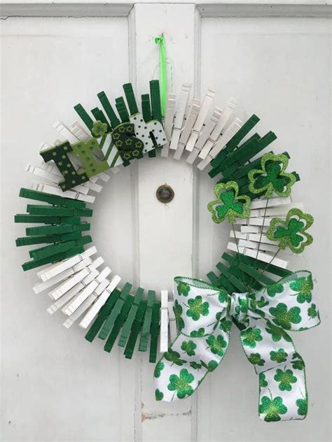 Lucky Irish Wreath Etsy Clothes Pin Wreath St Patricks Day