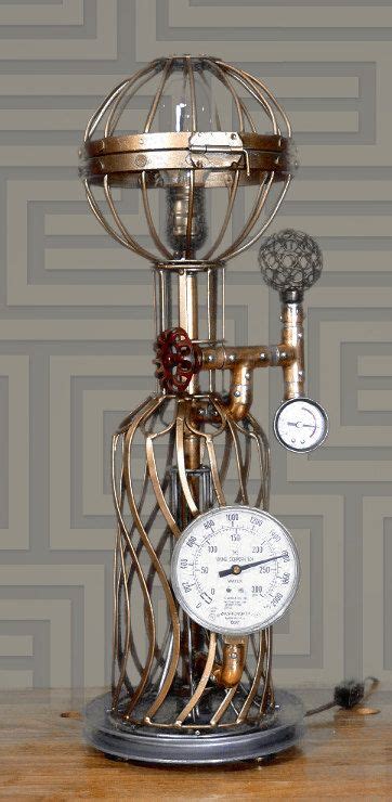 Steampunk Gauges Edison Copper Brass Lamp Art By Mastergreig Steampunk