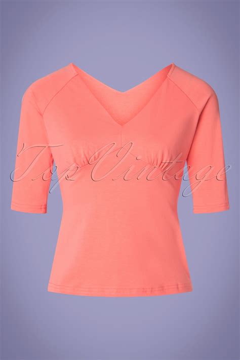 50s Betty Top In Peach Pink