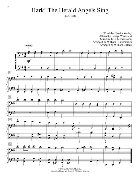 Hark The Herald Angels Sing Piano Duet Print Sheet Music Now