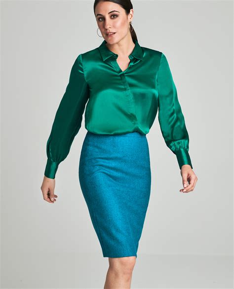 Emerald Silk Satin Shirt Pure Collection