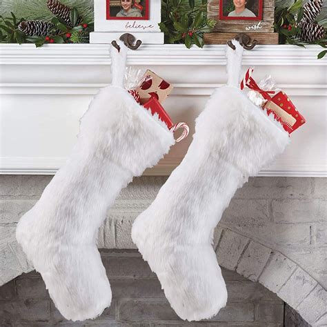 White Christmas Stocking Faux Fur Christmas Stocking White Christmas Stockings Set Of 2 18