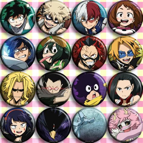 16pcs Anime My Boku No Hero Academia Itabag Badge Pin Button Brooch