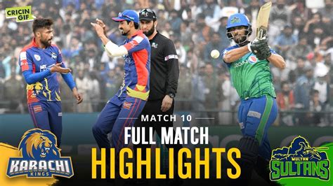 Match 10 Karachi Kings Vs Multan Sultans Full Match Highlights Youtube
