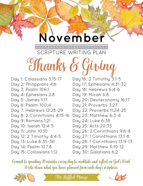 November Scripture Writing Plan Thanks And Giving The Ruffled Mango