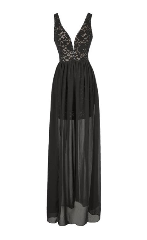 Black Lace Maxi Dress Cute Black Lace Dress Chiffon And Lace Dress