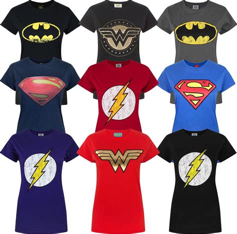dc comics superheroes women s t shirt superman batman wonder woman flash ebay