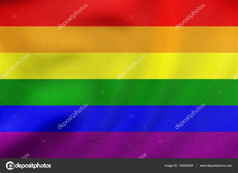 Regenboog Gay Pride Vlag Zwaaien Echte Stof Textuur Stockfoto Rechtenvrije Foto Door