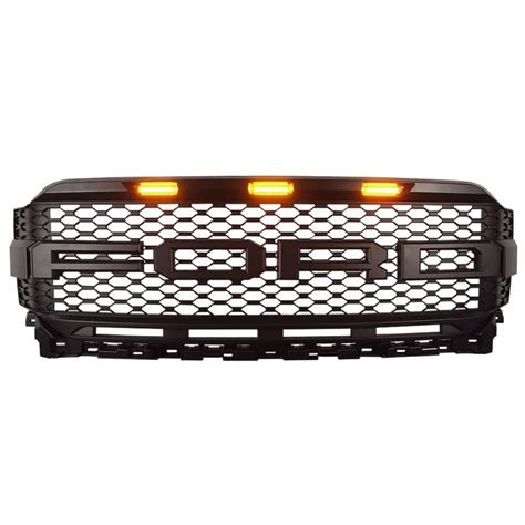 2021 2022 Ford F150 Raptor Style Grille With Led Lights And Logo