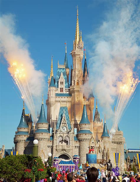 Cinderella Castle Disney World Florida With Daytime Fireworks