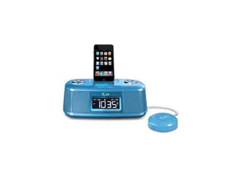 Iluv Desktop Alarm Clock With Bed Shaker For Ipod Imm153blu