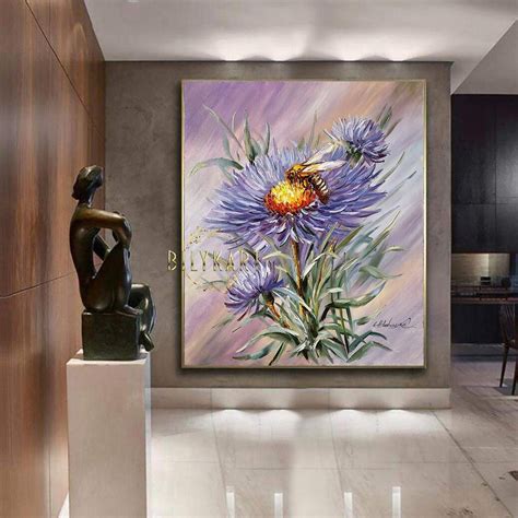Purple Flower Oil Painting Original Abstract Floral Wall Art Etsy Uk