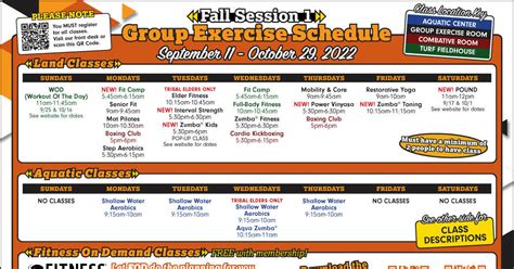 Group Exercise Schedule Fall Session Forest County Potawatomi