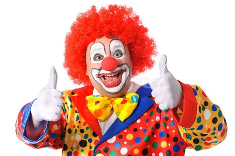clown portrait of a smiling clown giving thumbs up isolated on white aff smiling clown
