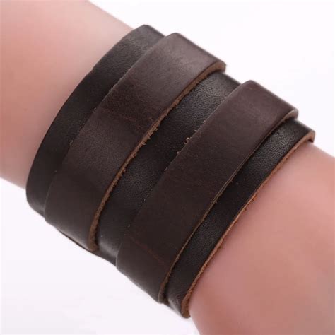 Leather Wrist Bracelet For Men Wristband Double Belt Leather Wrist Big