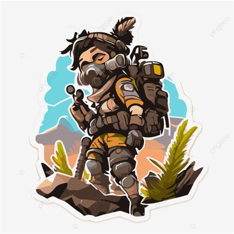 Apex Legends Soldier Warrior Sticker With A Gun And Backpack Clipart